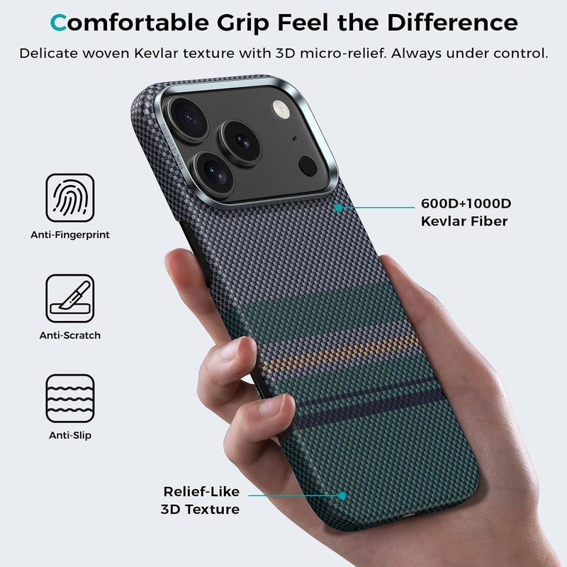 بينكس جراب Benks Aurora Premium لهاتف iPhone 17 Pro، متوافق مع زر التحكم بالكاميرا، ومتوافق مع MagSafe، جراب حماية عسكري مصنوع من ألياف كيفلر من دوبونت - Image 3